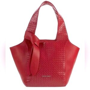❤️ NWT New Sassy Jones Red CiCi Woven Tote with Removable Tie #SJ49